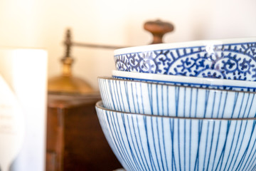 Japan style pottery bowls, lifestyle concept