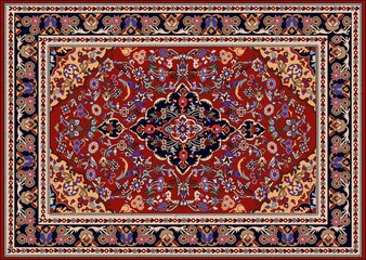 Illustrated Persian carpet original design, tribal texture. 