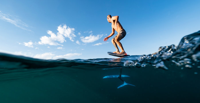 Man foil surfing, Costa Rica