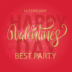 Happy Valentines Day Lettering Card.