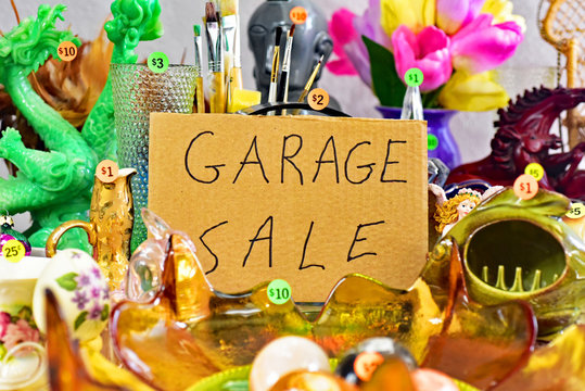 Garage sale yard sale.