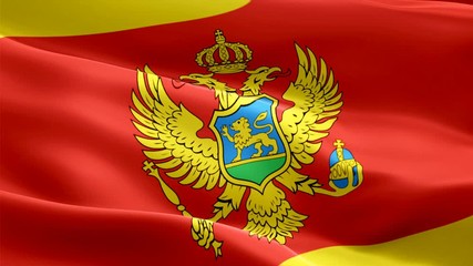 Montenegrin flag Closeup 1080p Full HD 1920X1080 footage video waving in wind. National Kotor‎ 3d Montenegrin flag waving. Sign of Montenegro seamless loop animation. Montenegrin flag HD resolution Ba