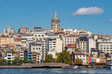 Galata Tower at Karakoy district and Golden Horn in Istanbul
