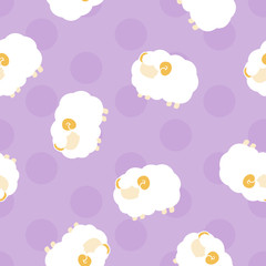 羊　シームレスパターン　紫水玉