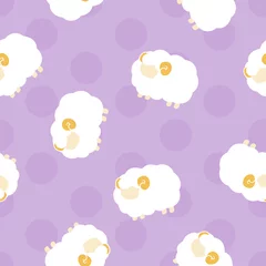 Plexiglas foto achterwand 羊　シームレスパターン　紫水玉 © ベルベットR