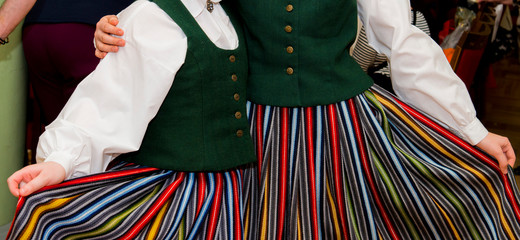 Children posing in folk dance outfits
