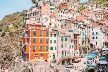 Riomaggiore in old Cinque Terre, Liguria, Italy