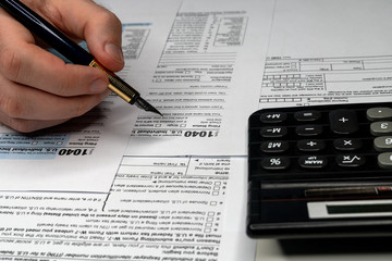 Tax forms 1040. U.S Individual Income Tax Return. Tax time.