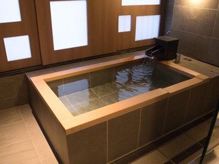 Wooden bathtub In a Japanese bath