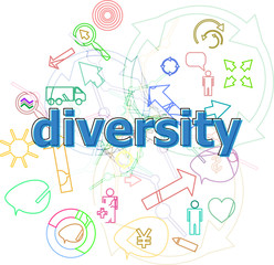Text Diversity. Business concept . Simple infographics thin line icons set