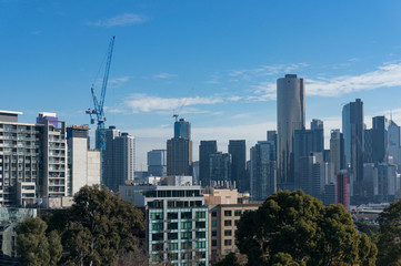 Modern urban cityscape with skyscrapers, highrise buildings