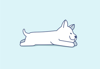 Cute little puppy of Siberian Husky lying, sleeping. Adorable nice small dog.