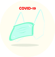 Social distancing quarantine. Medical face mask from viruses. Respiratory pollution mask from Covid-19. Protective face mask from virus. Corona virus quarantin. Mouth mask.Grafic object. Vector image.