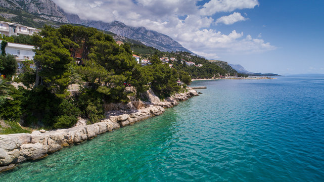 Aerial view of Krvavica near Makarska in Dalmatia, Croatia.