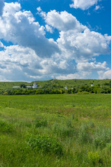 Obraz premium Countryside landscape with churches of Christian monastery