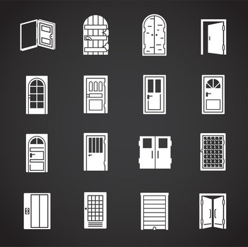 Door icons set on background for graphic and web design. Creative illustration concept symbol for web or mobile app