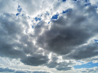 Fototapeta premium Simple blue cloudy sky, Nature background, day time.