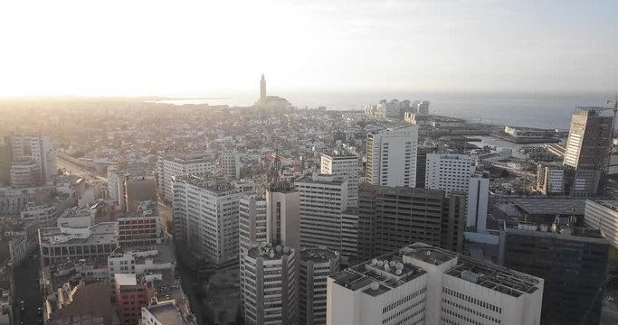 Aerial view of Casablanca, empty and quit during the coronavirus containment