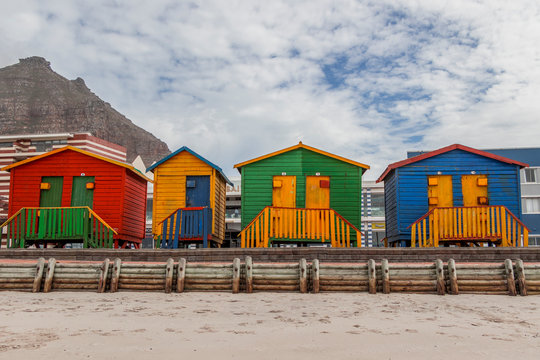 Colorful Beach Huts In The South Africa