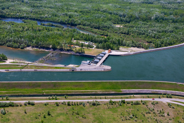 Fototapeta na wymiar Hydropower dam on the Drava River
