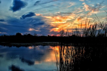 sunset over the lake