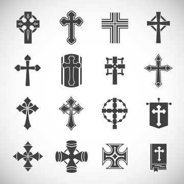 Cross icons set on background for graphic and web design. Creative illustration concept symbol for web or mobile app