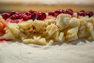 Delicious cherry fruit cake ready to bake
