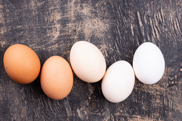 Chicken eggs gradient from light to dark