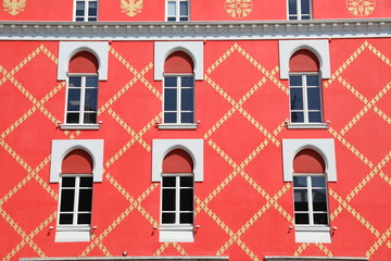 Abstract minimal style architecture background. Modern building facade detail.