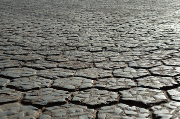  background texture road from old stones leaves in perspective