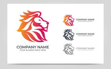 Colorful Modern Lion Head Logo Symbol Design. Graphic vector illustration
