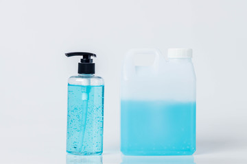 Alcohol gel bottle or hand sanitizer bottlAlcohol gel Sanitizer hand gel cleaners for anti Bacteria and virus . Coronavirus prevention medical hand sanitizer gel for hand hygiene virus protection. 