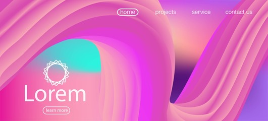 Fototapeta premium 3d Fluid Lucid Vector Background. Landing Page, Pink, Purple Background. Neon 