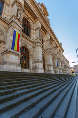 The facade of the historical building of the Court of Appeal in Bucharest, Romania.