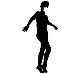 Silhouette of girl in a medical mask