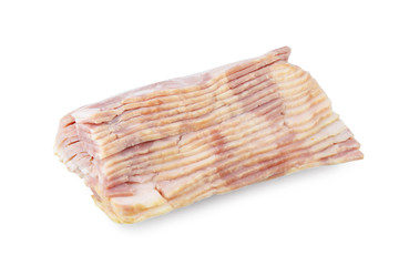 sliced bacon isolated on white background with clipping path