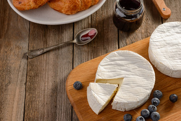Puff pastry ingredients on a wooden table