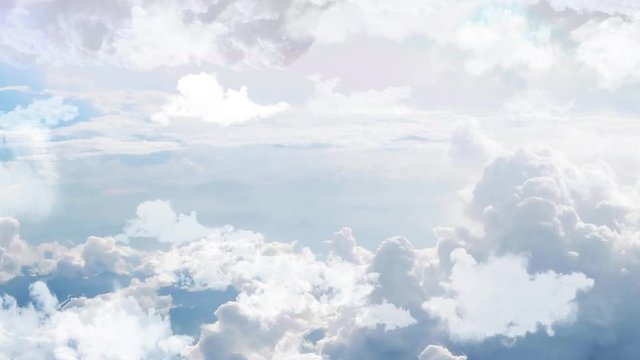 Blue sky with white weather clouds and sun loop Animation background Green Screen Alpha. The summer sky is colorful clearing day and beautiful nature environment.