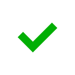 Green check mark icon. Tick symbol in green color. Vector illustration