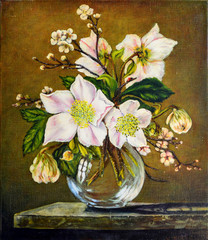 Oil painting still life with flowers. Oil on canvas. Beautiful. Free copy painting Cecil Kennedy