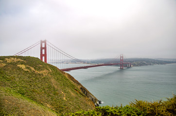 Panoramic view of the Golden Gate Bridge in San Francisco
