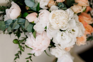 elegant wedding bouquet of fresh natural flowers