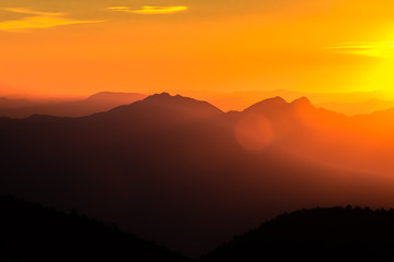 artistic sunrise mountain silhouette
