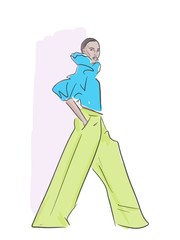 Young modern woman sketch. Fashion illustration