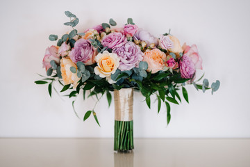 elegant wedding bouquet of fresh natural flowers
