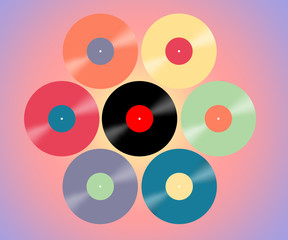 Coloroful vinly records 