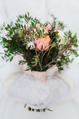 elegant wedding bouquet of fresh natural flowers