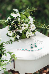 elegant wedding bouquet of fresh natural flowers