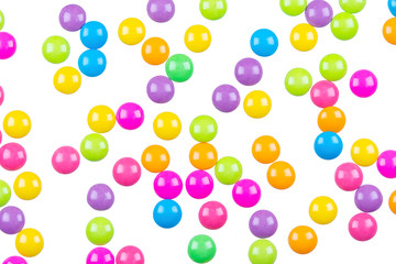 Colorful chocolate coated candy isolated on white background with clipping path.