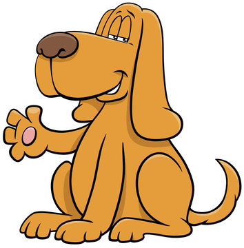 cartoon dog animal character waving paw